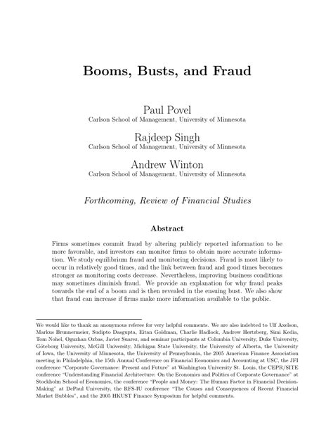 booms busts and fraud.